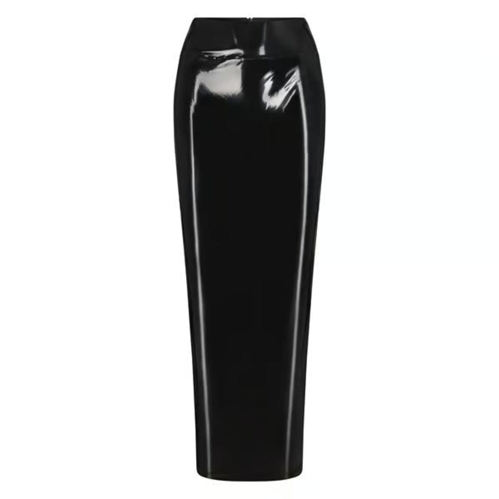 SKIMS Size XXS Patent Faux Leather Swim Skirt Black Onyx CU-SKT-3656 2XS NEW
